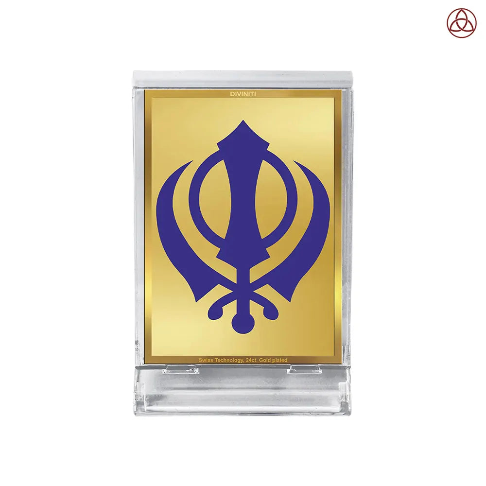 Khanda Sahib | The Emblem of Sikh Courage and Unity in 24K Gold Plated Foil Frame For Sikh Tradition