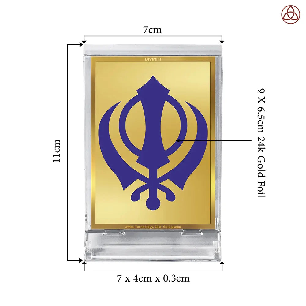 Khanda Sahib | The Emblem of Sikh Courage and Unity in 24K Gold Plated Foil Frame For Sikh Tradition