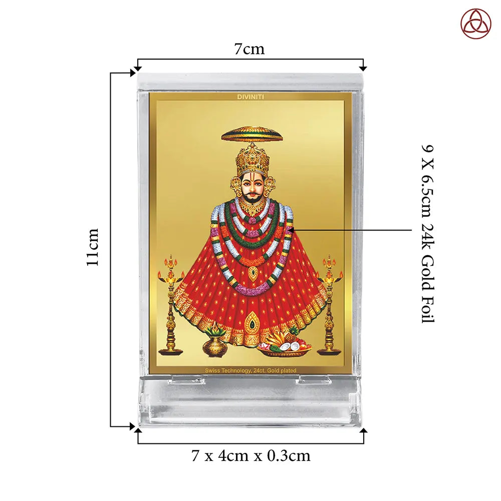 Khatu Shyam Ji | Divine Car Dashboard Frame in 24K Gold Plated Foil