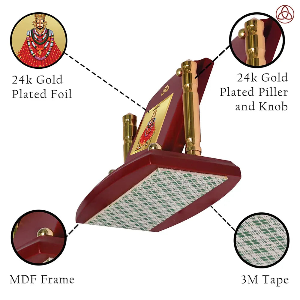 Khatu Shyam Ji | Divine Car Dashboard Frame in 24K Gold Plated Foil