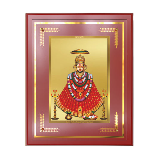 Khatu Shyam Ji divine wall mount photo frame in 24K gold plated foil, featuring vibrant colors and intricate details.