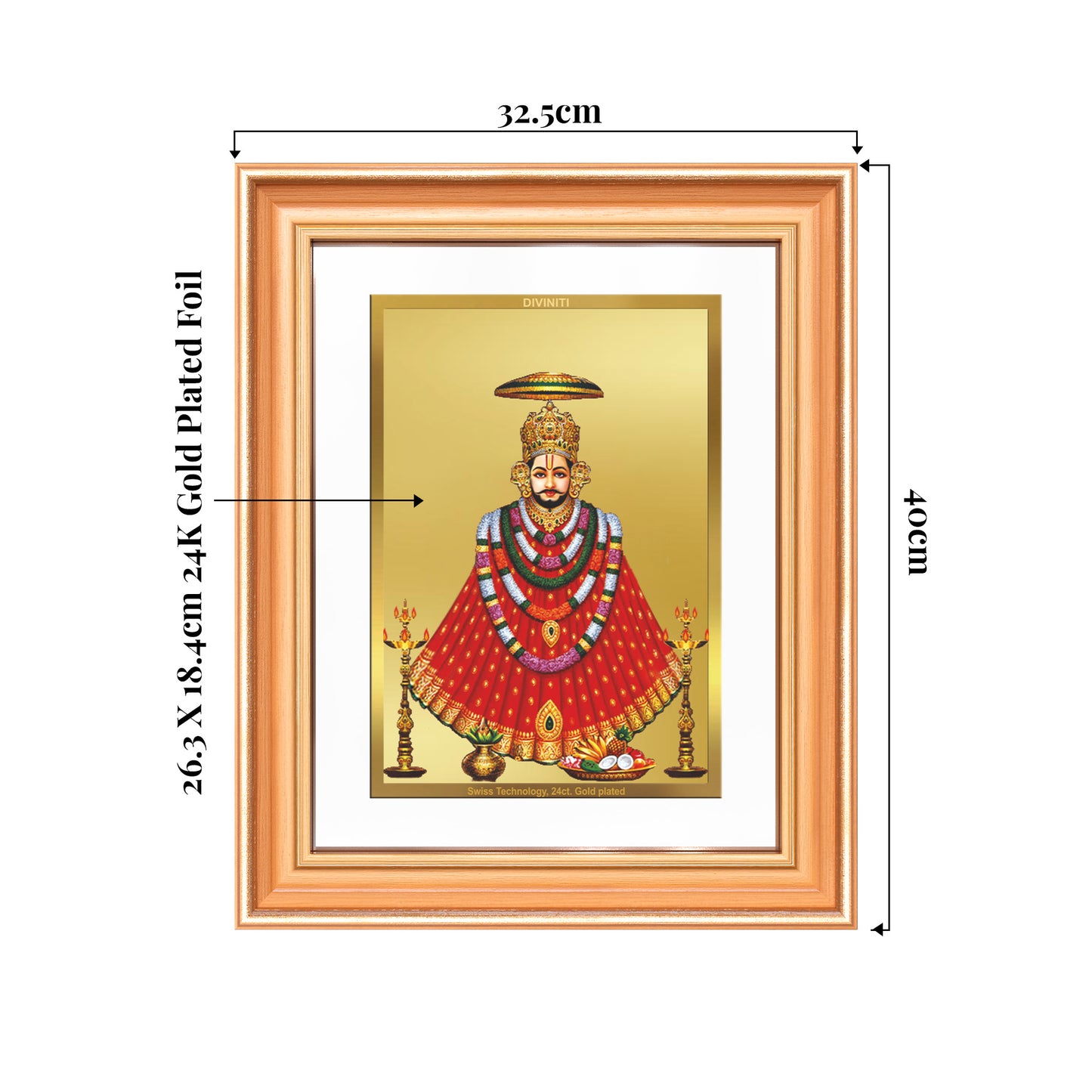 Khatu Shyam Ji | Divine Wall Mount Photo Frame in 24K Gold Plated Foil