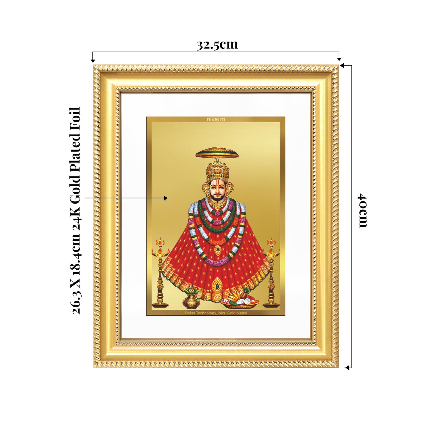 Khatu Shyam Ji | Divine Wall Mount Photo Frame in 24K Gold Plated Foil