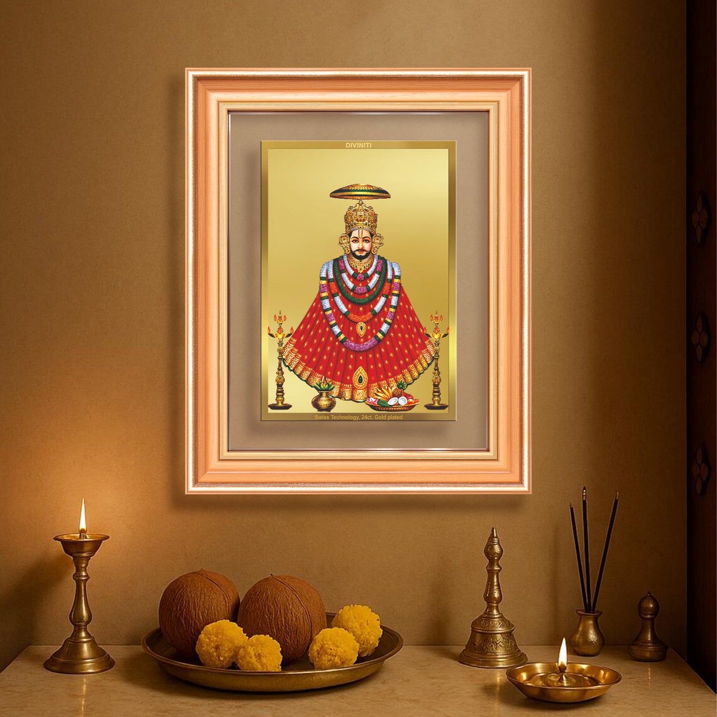 Khatu Shyam Ji | Divine Wall Mount Photo Frame in 24K Gold Plated Foil
