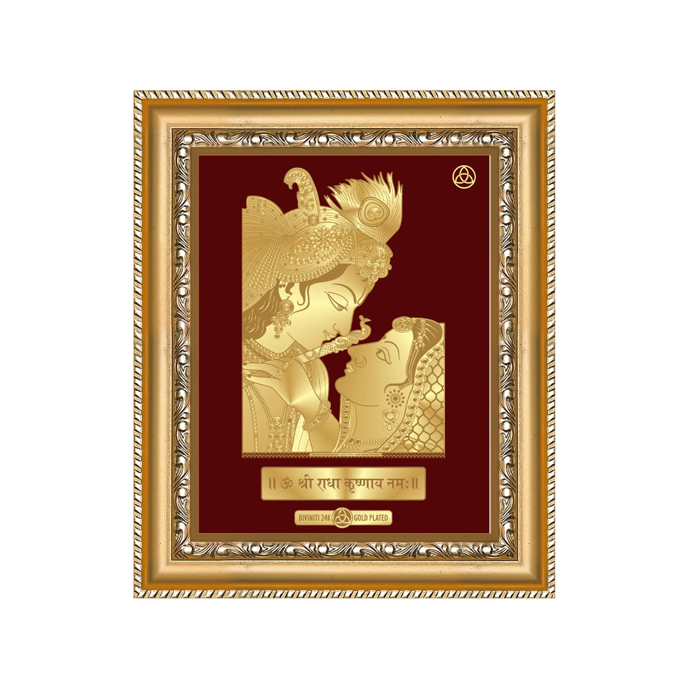 Krishna with Flute | Lord Krishna Gold on Gold Wall Hanging Frame in 24K Gold Plated Foil