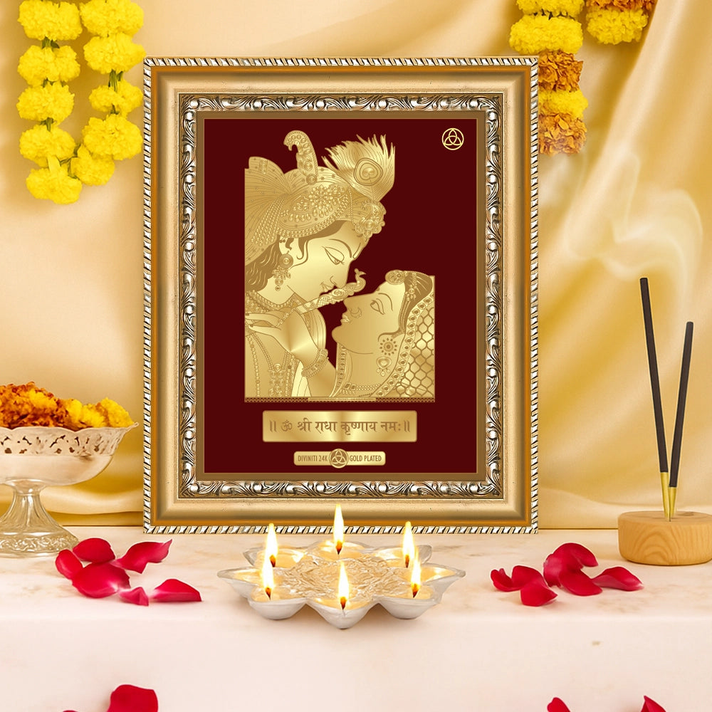 Krishna with Flute | Lord Krishna Gold on Gold Wall Hanging Frame in 24K Gold Plated Foil