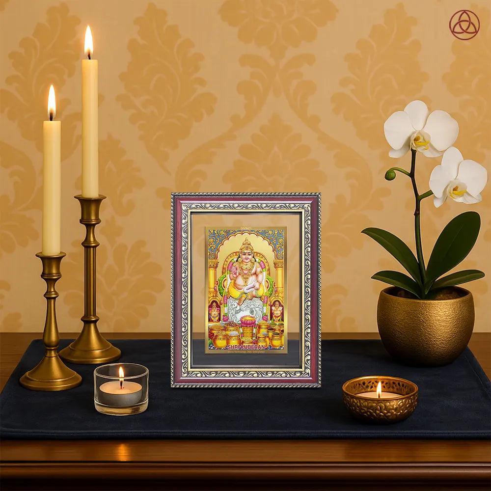 Lord Kuber | God of Wealth Wall & Tabletop Photo Frame in 24K Gold Plated Foil
