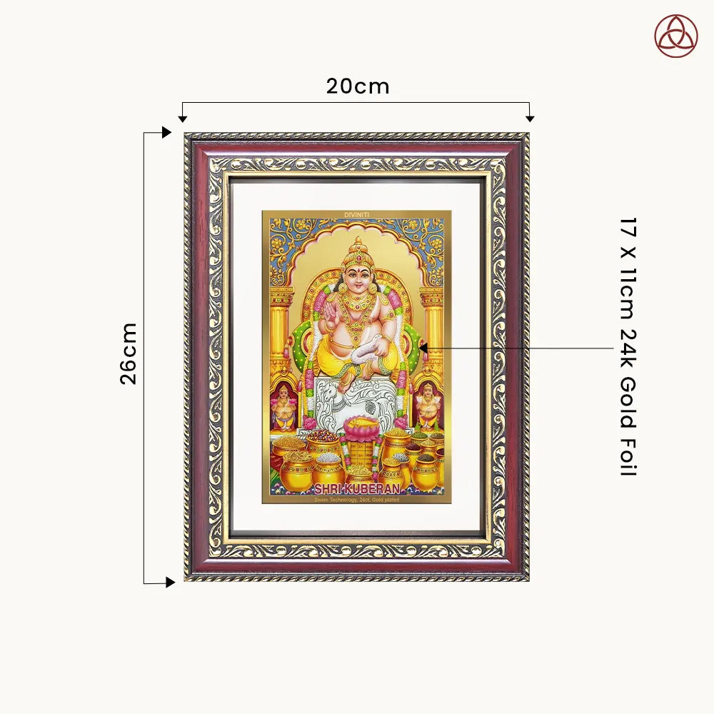 Lord Kuber | God of Wealth Wall & Tabletop Photo Frame in 24K Gold Plated Foil