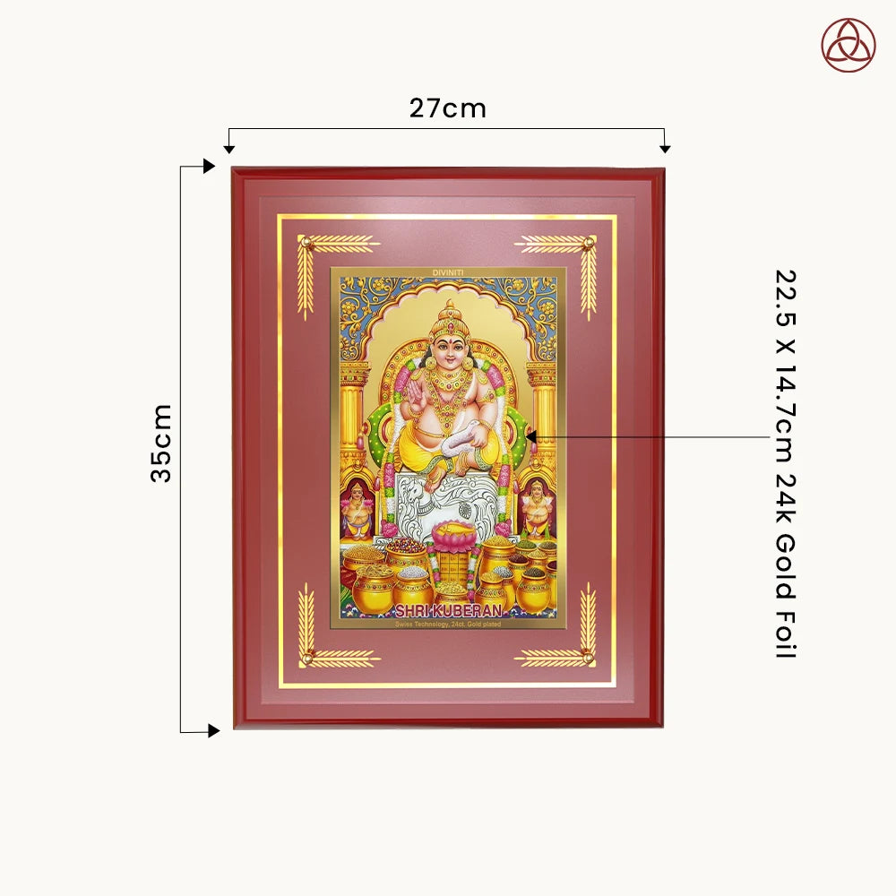 Lord Kuber | God of Wealth Wall Photo Frame in 24K Gold Plated Foil