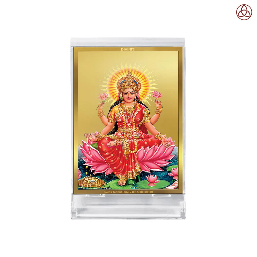 Goddess Lakshmi | Devi of Wealth & Prosperity Car Dashboard Frame in 24K Gold Plated Foil