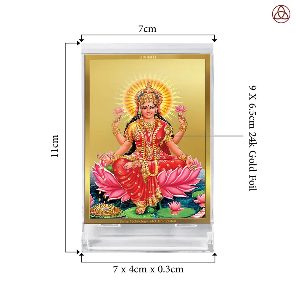 Goddess Lakshmi | Devi of Wealth & Prosperity Car Dashboard Frame in 24K Gold Plated Foil