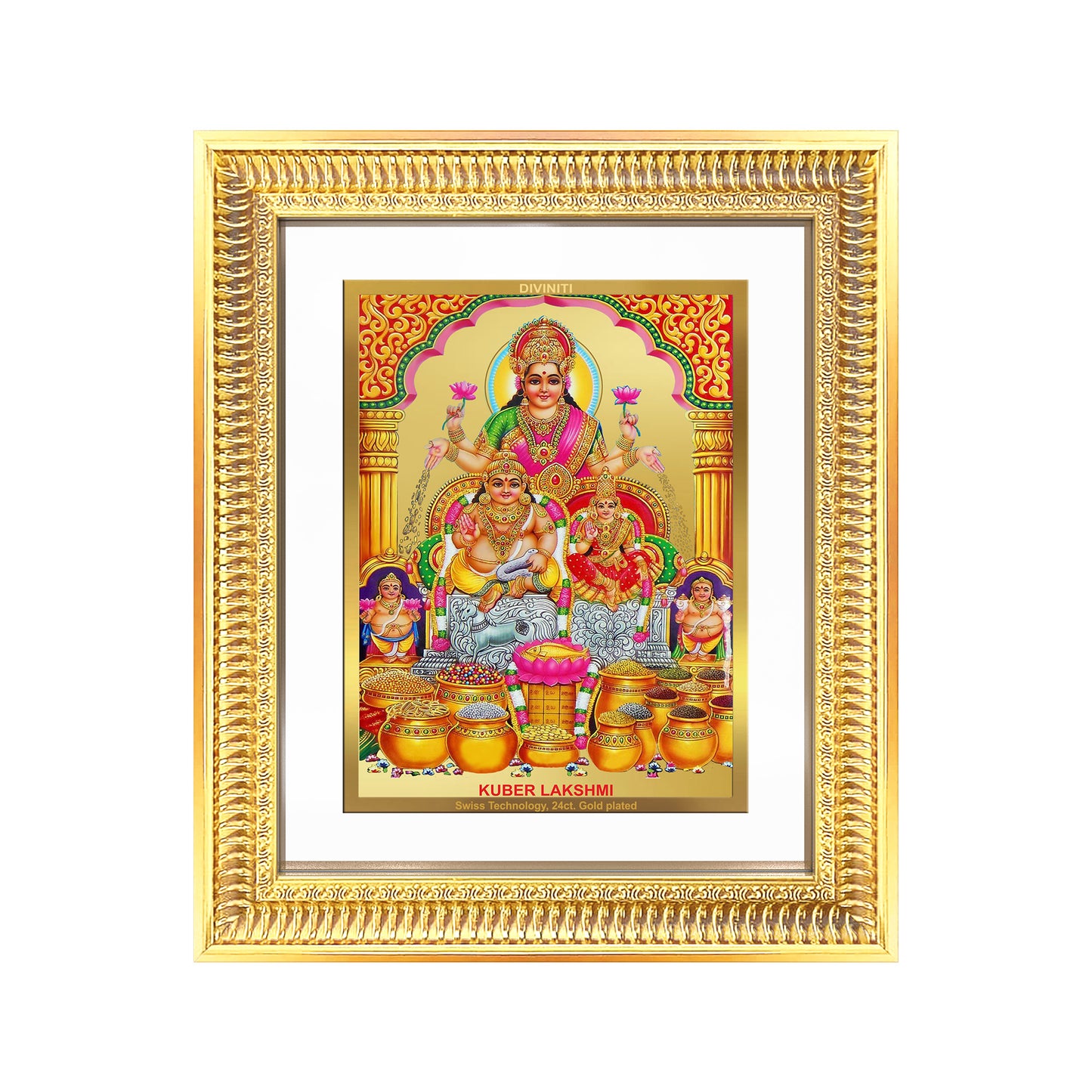 Lakshmi Kuber | Divine Wealth Duo Wall Mount Photo Frame in 24K Gold Plated Foil