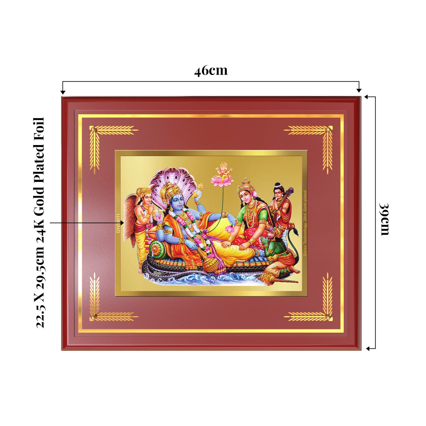 Lakshmi Vishnu Kshir Sagar | Divine Abode Wall Mount Photo Frame in 24K Gold Plated Foil