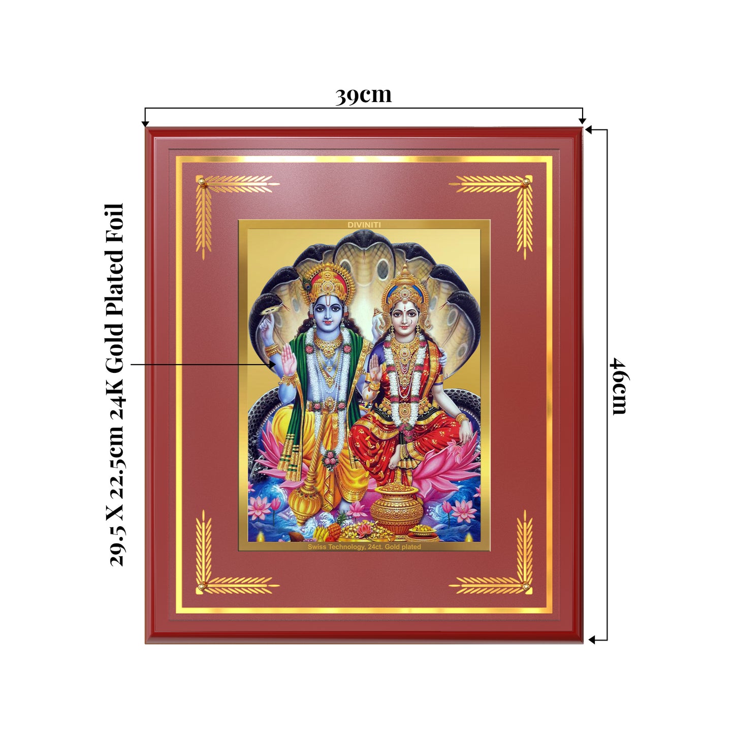 Lakshmi Vishnu | Divine Consort Wall Mount Photo Frame in 24K Gold Plated Foil