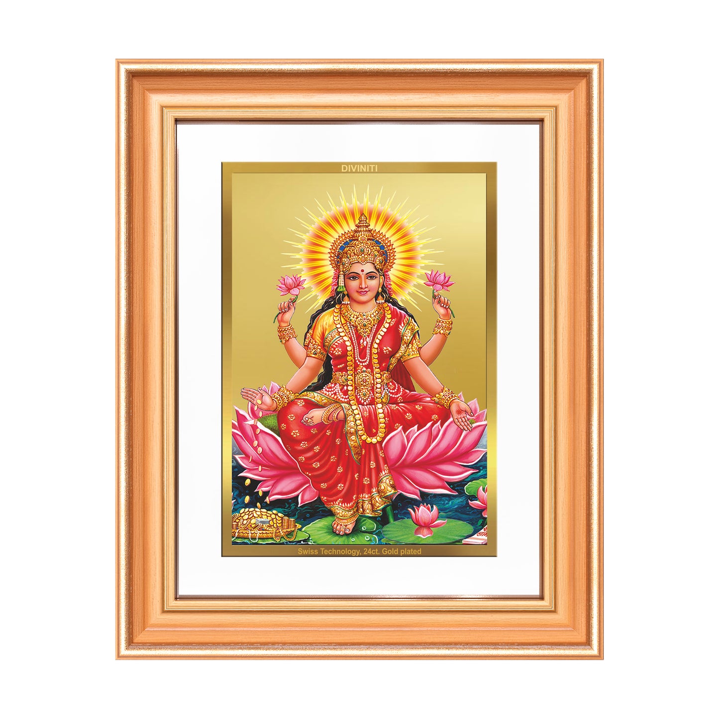 Goddess Lakshmi | Devi of Wealth & Prosperity Wall Mount Photo Frame in 24K Gold Plated Foil