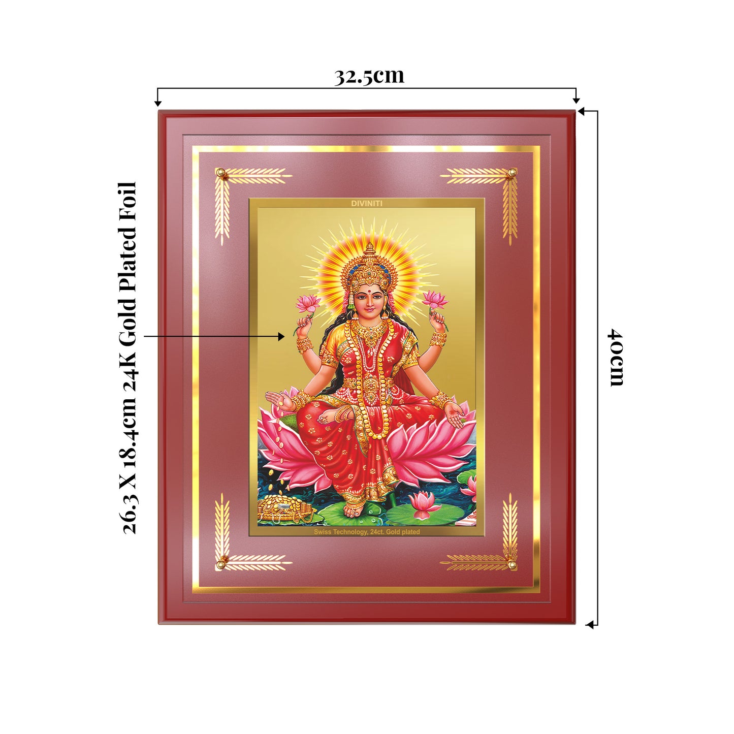 Goddess Lakshmi | Devi of Wealth & Prosperity Wall Mount Photo Frame in 24K Gold Plated Foil