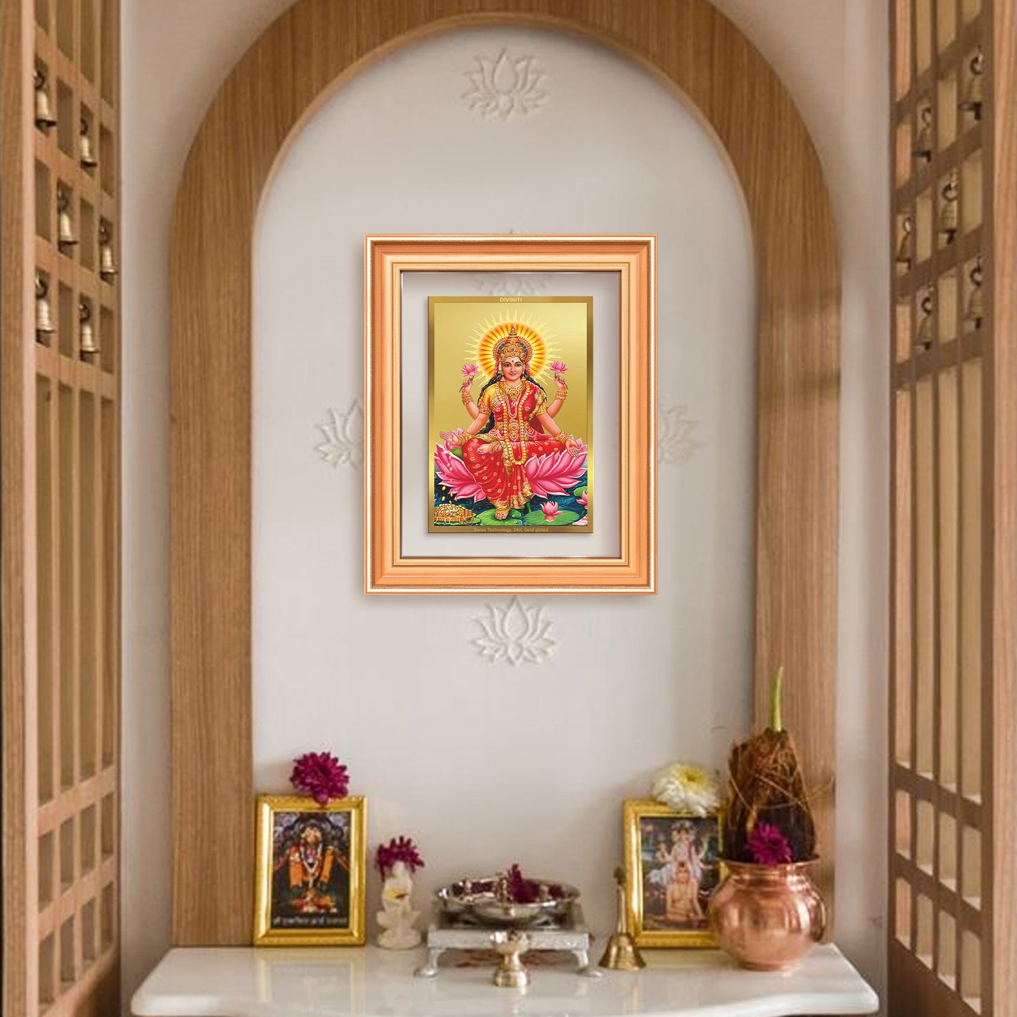 Goddess Lakshmi | Devi of Wealth & Prosperity Wall Mount Photo Frame in 24K Gold Plated Foil