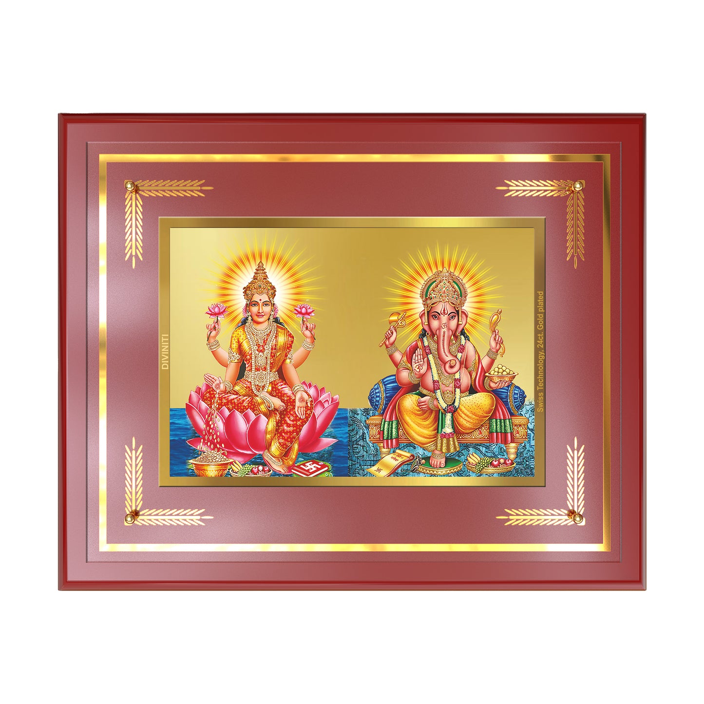 Lakshmi & Ganesh | Divine Prosperity Duo Wall Mount Photo Frame in 24K Gold Plated Foil