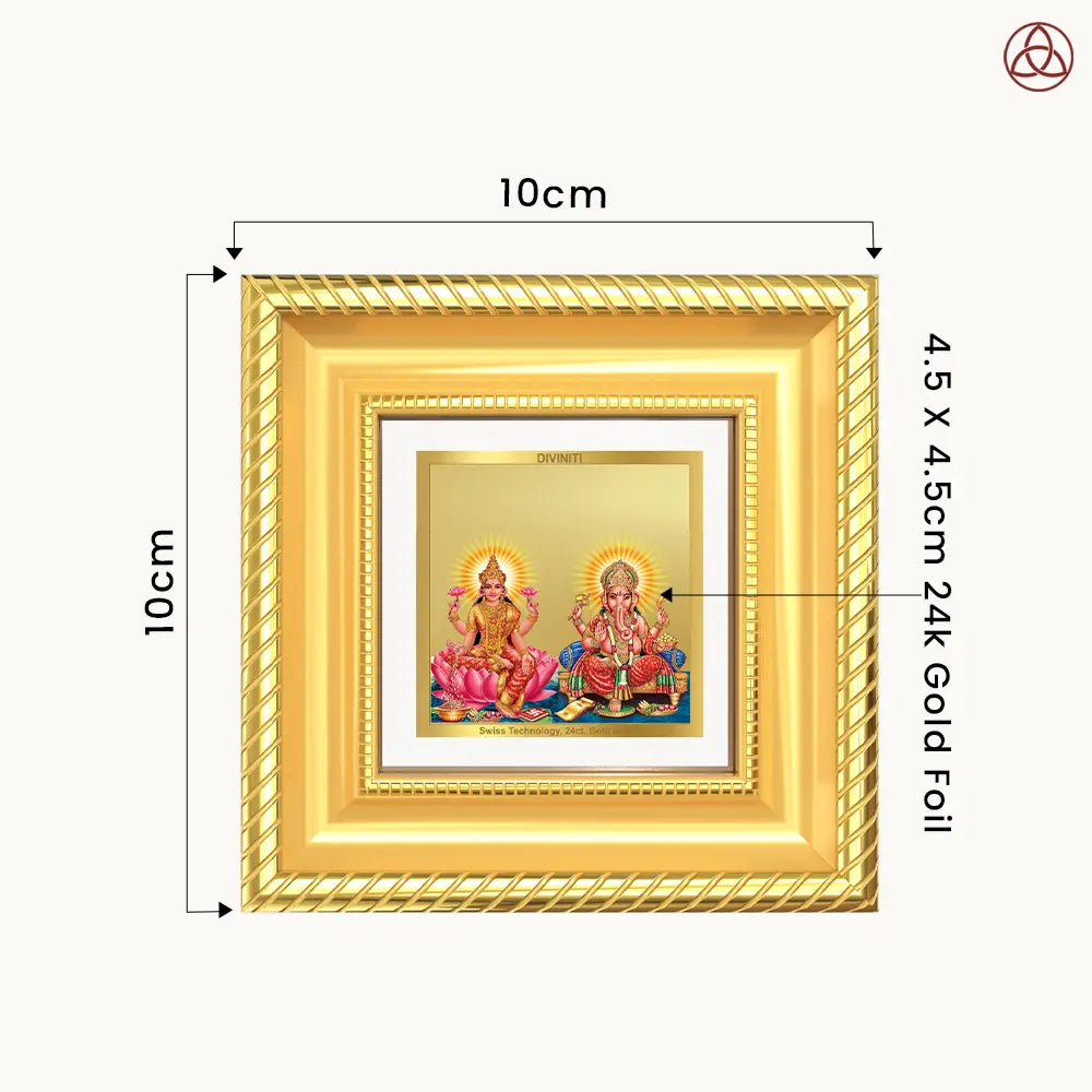 Lakshmi & Ganesh | Divine Prosperity Duo Tabletop Frame in 24K Gold Plated Foil