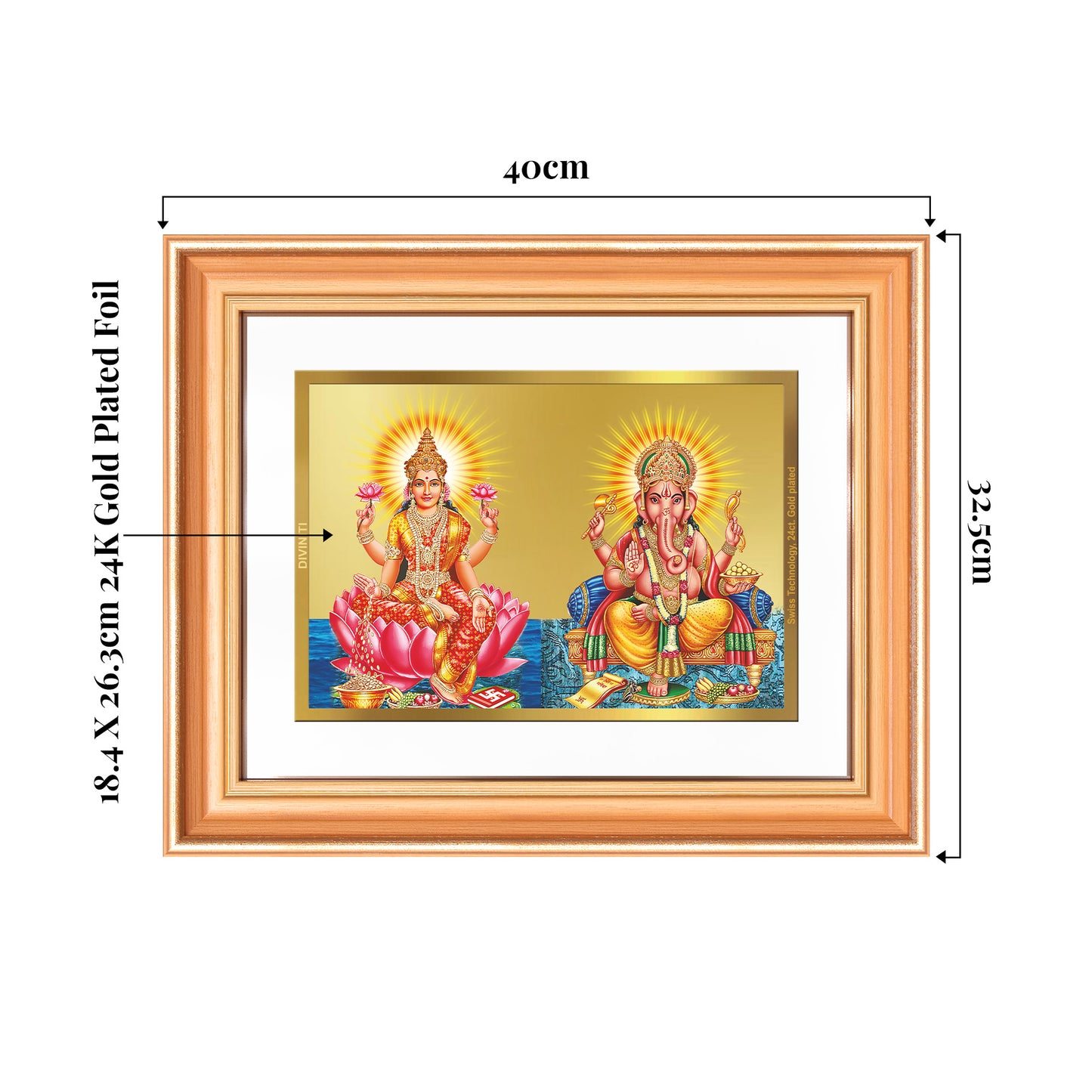 Lakshmi & Ganesh | Divine Prosperity Duo Wall Mount Photo Frame in 24K Gold Plated Foil