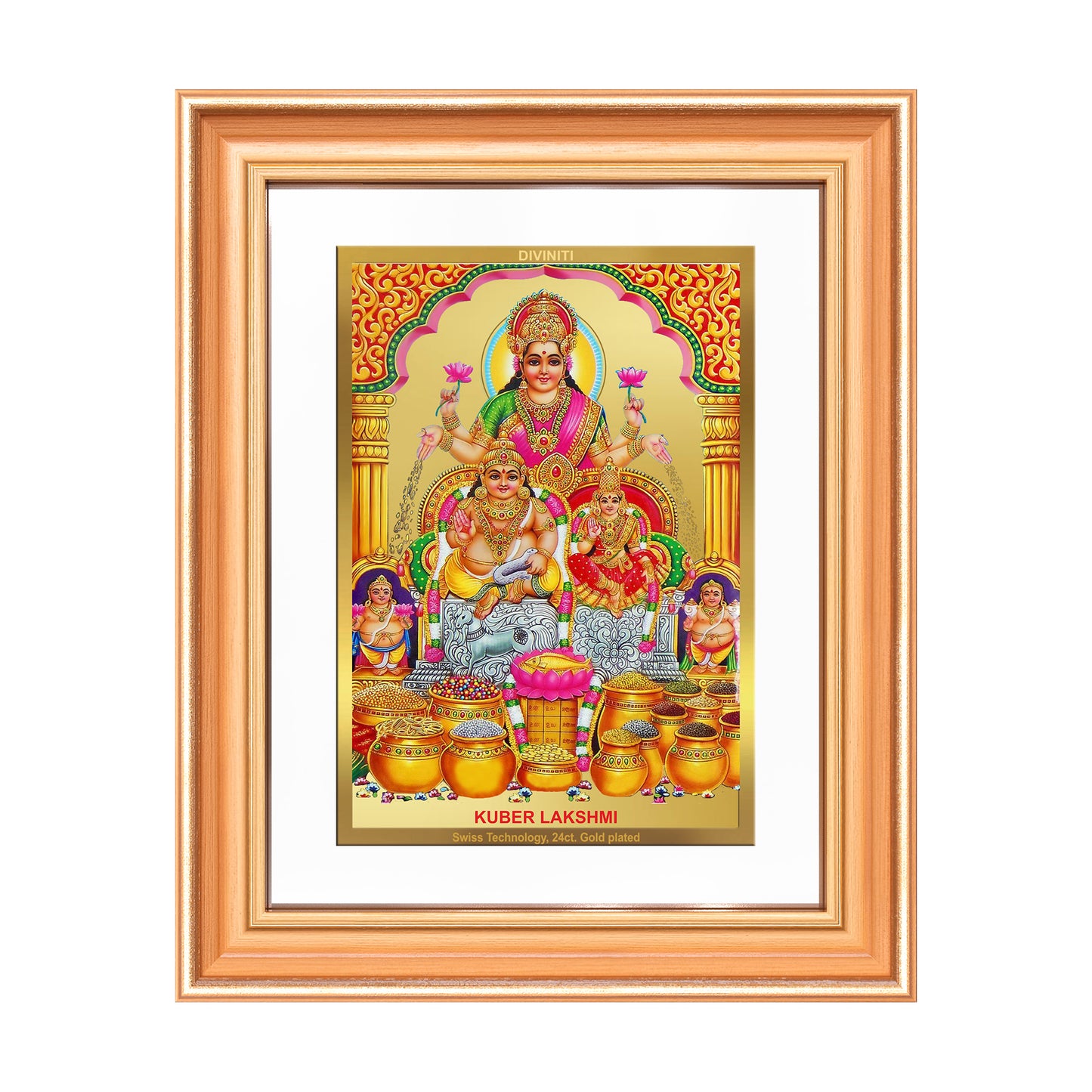 Lakshmi Kuber | Divine Wealth Duo Wall Mount Photo Frame in 24K Gold Plated Foil
