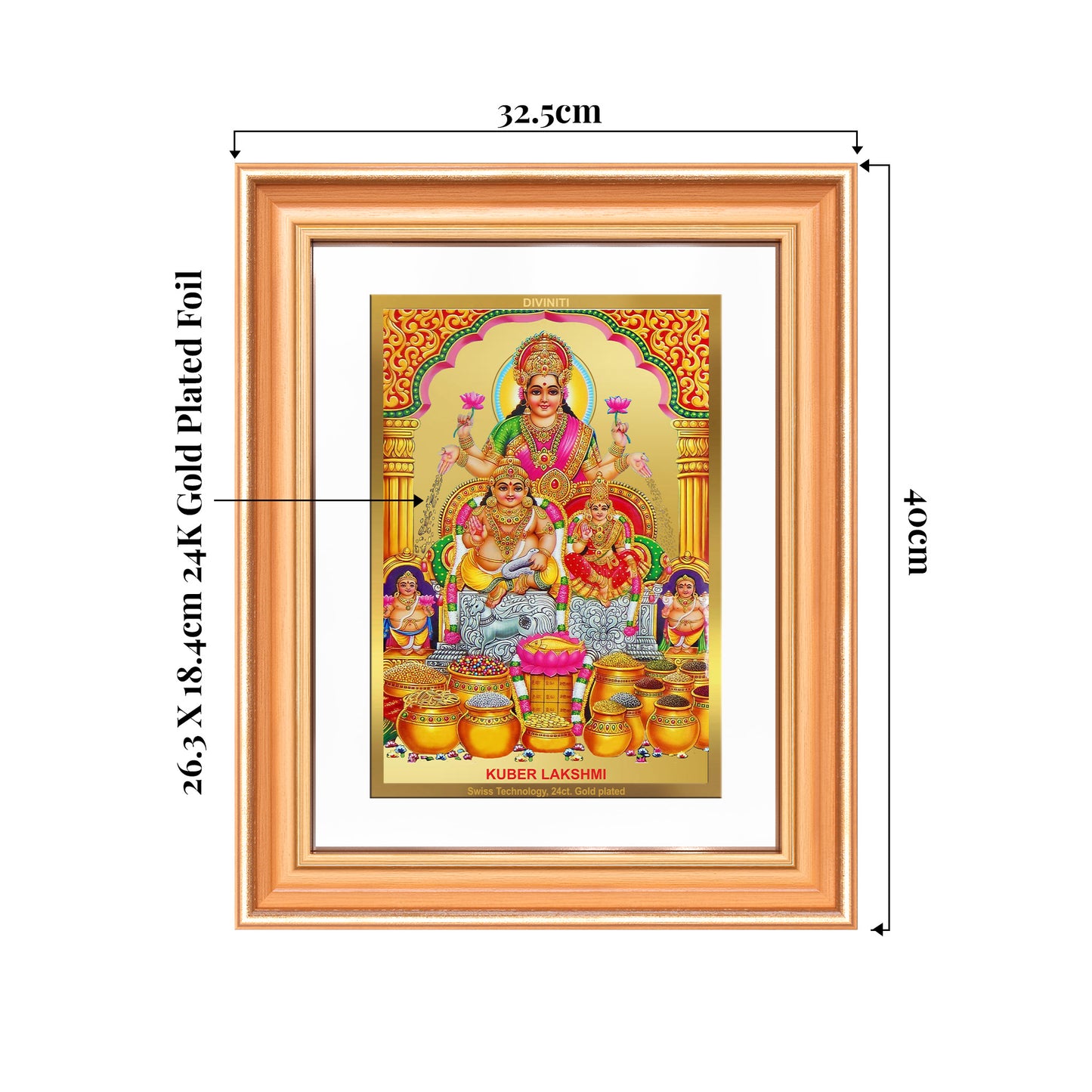 Lakshmi Kuber | Divine Wealth Duo Wall Mount Photo Frame in 24K Gold Plated Foil