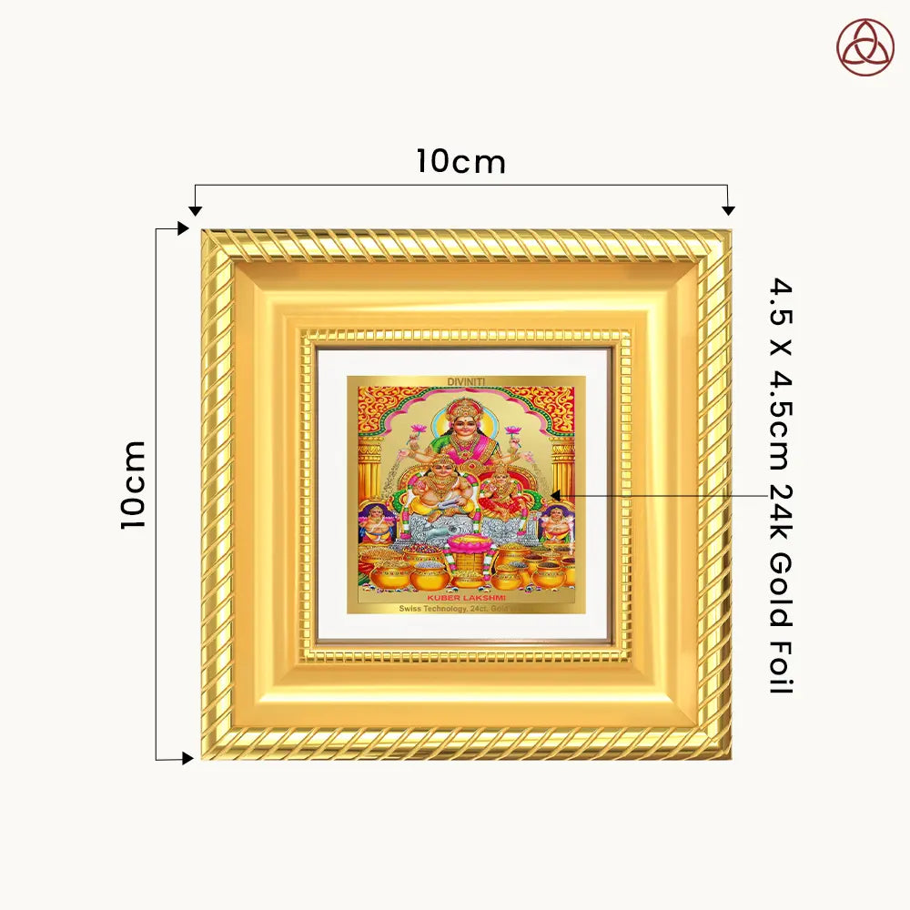 Lakshmi Kuber | Divine Wealth Duo Tabletop Frame in 24K Gold Plated Foil