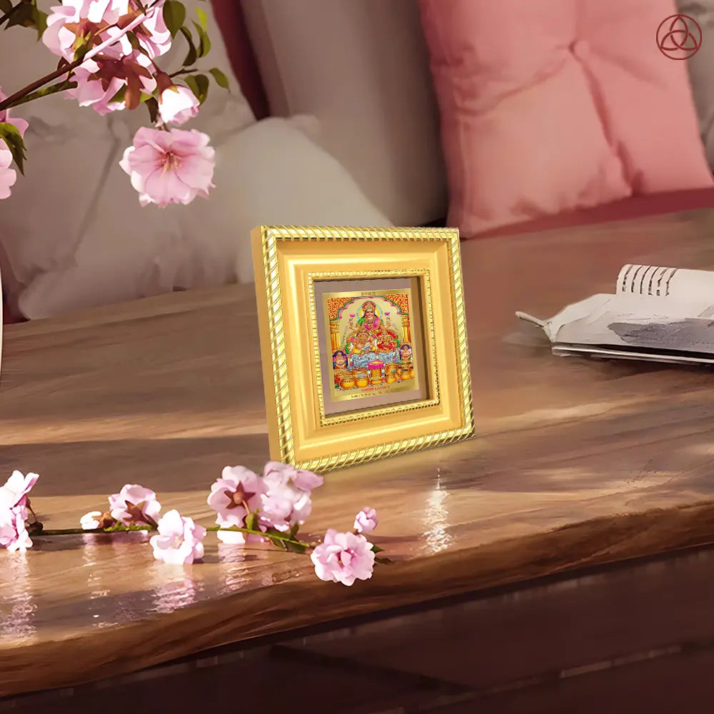 Lakshmi Kuber | Divine Wealth Duo Tabletop Frame in 24K Gold Plated Foil