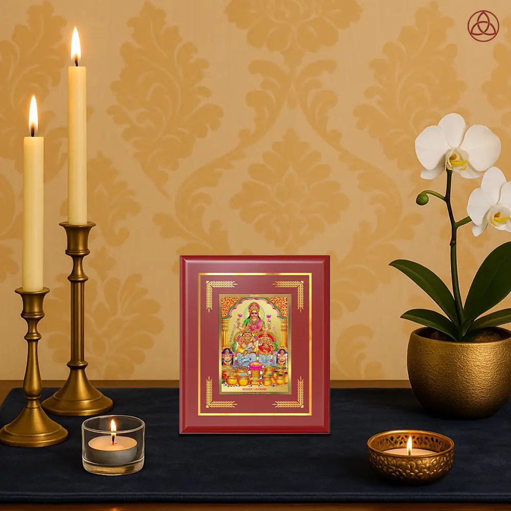 Lakshmi Kuber | Divine Wealth Duo Wall & Tabletop Photo Frame in 24K Gold Plated Foil
