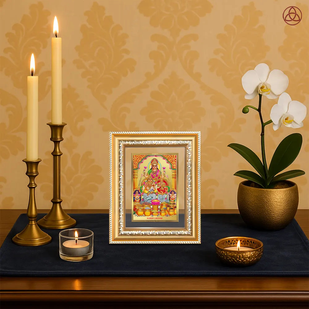 Lakshmi Kuber | Divine Wealth Duo Wall & Tabletop Photo Frame in 24K Gold Plated Foil