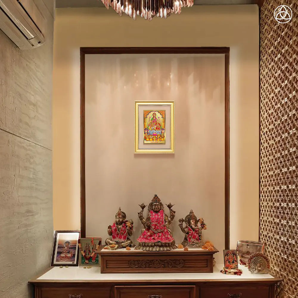 Lakshmi Kuber | Divine Wealth Duo Wall Photo Frame in 24K Gold Plated Foil