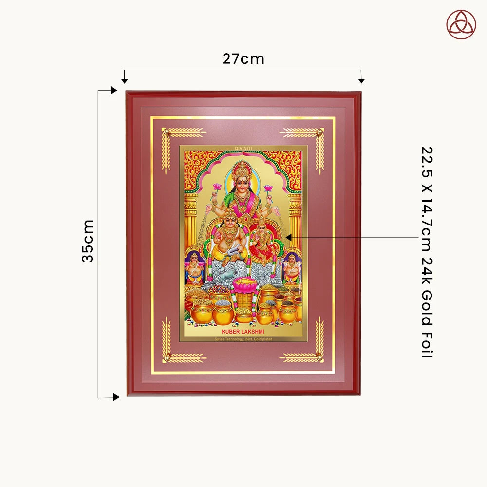 Lakshmi Kuber | Divine Wealth Duo Wall Photo Frame in 24K Gold Plated Foil