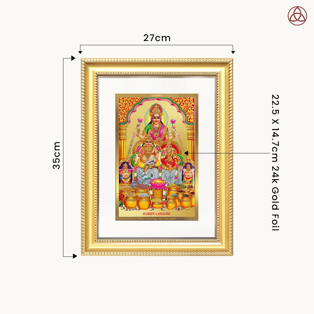 Lakshmi Kuber | Divine Wealth Duo Wall Photo Frame in 24K Gold Plated Foil