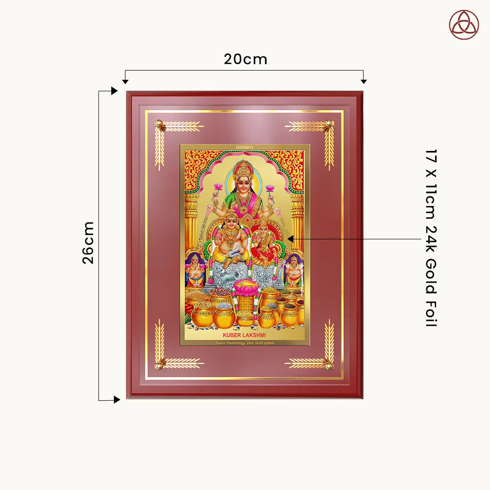 Lakshmi Kuber | Divine Wealth Duo Wall & Tabletop Photo Frame in 24K Gold Plated Foil