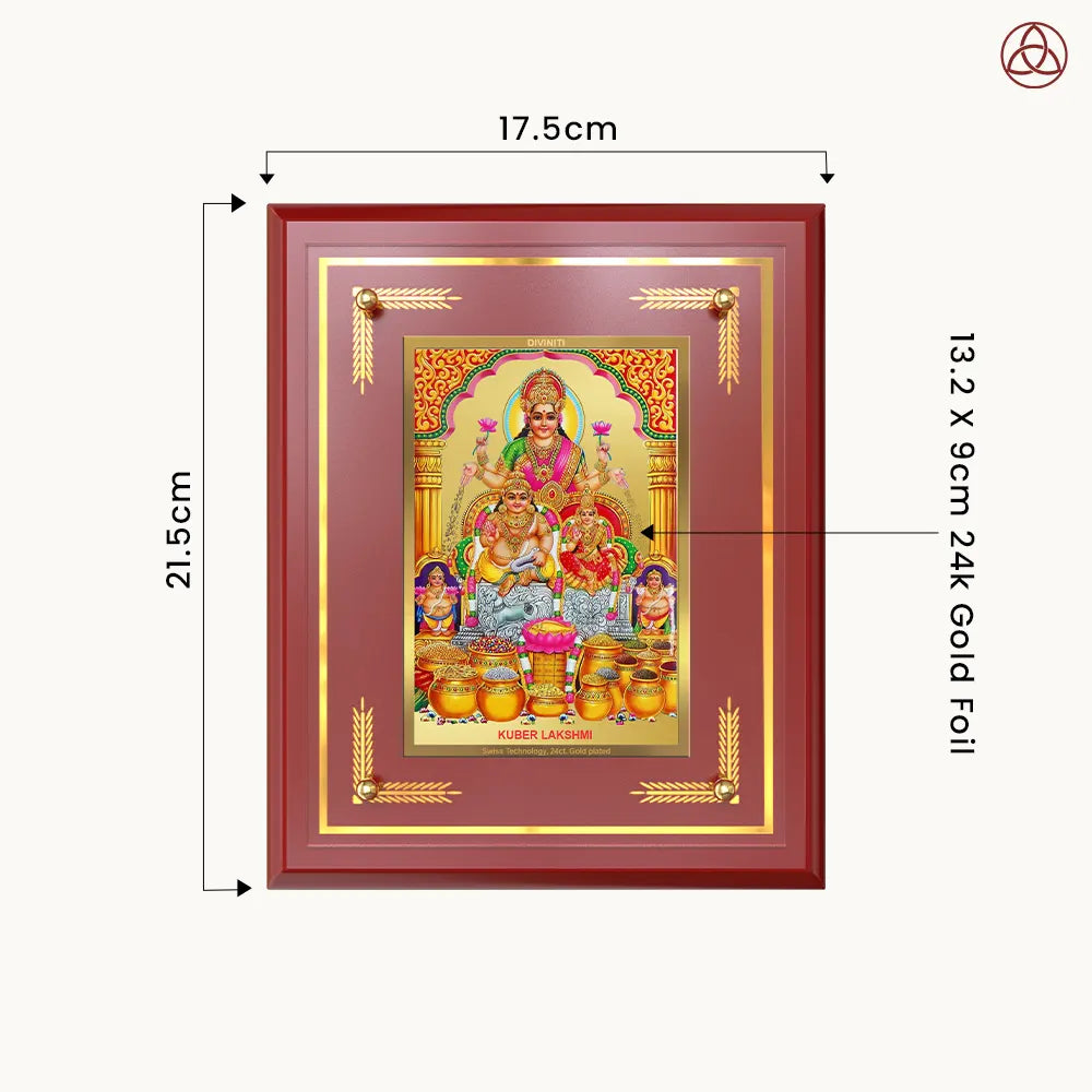 Lakshmi Kuber | Divine Wealth Duo Wall & Tabletop Photo Frame in 24K Gold Plated Foil