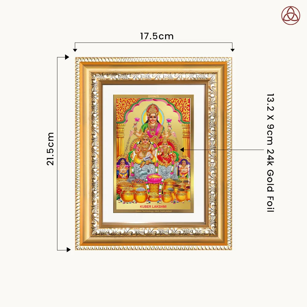Lakshmi Kuber | Divine Wealth Duo Wall & Tabletop Photo Frame in 24K Gold Plated Foil