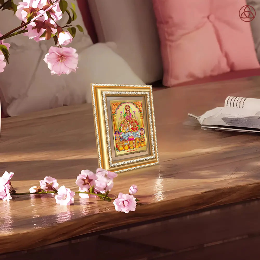 Lakshmi Kuber | Divine Wealth Duo Wall & Tabletop Photo Frame in 24K Gold Plated Foil