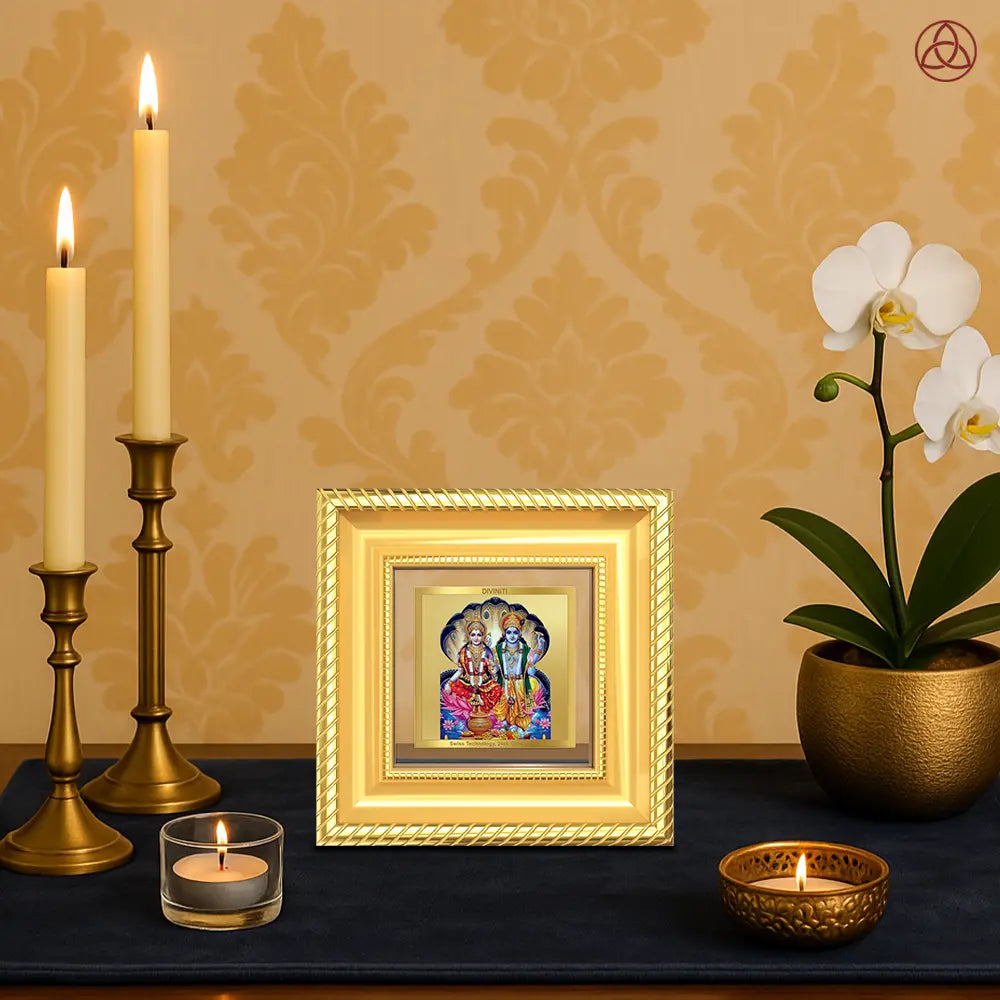 Lakshmi Vishnu | Divine Consort Tabletop Frame in 24K Gold Plated Foil