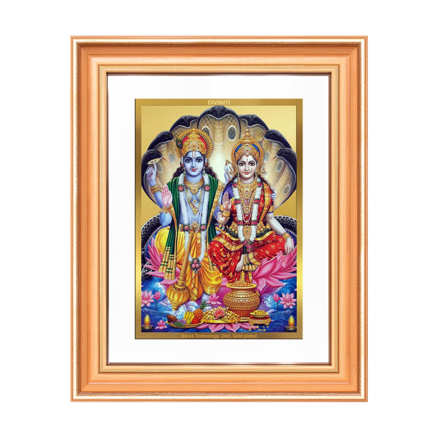Lakshmi Vishnu | Divine Consort Wall Mount Photo Frame in 24K Gold Plated Foil