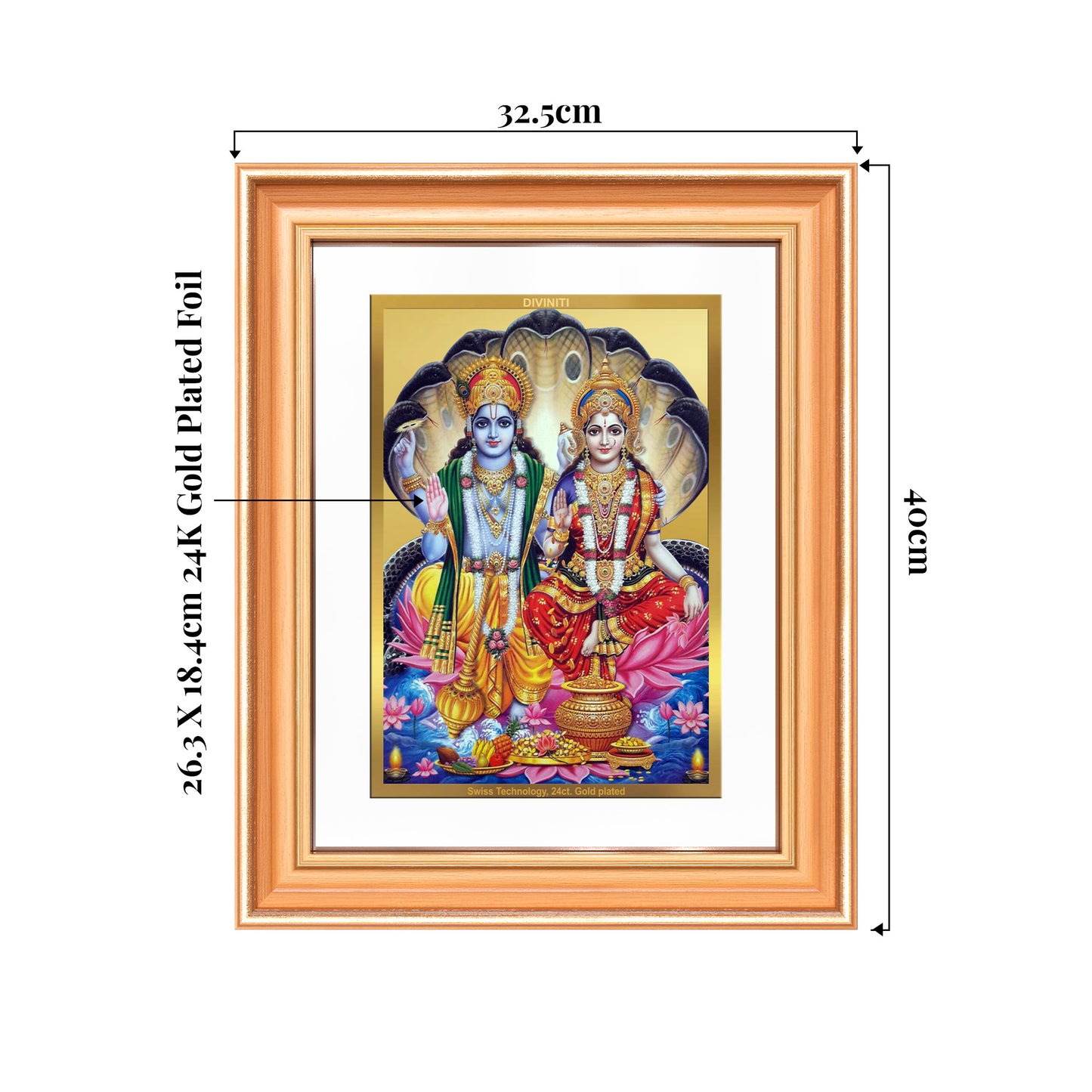 Lakshmi Vishnu | Divine Consort Wall Mount Photo Frame in 24K Gold Plated Foil