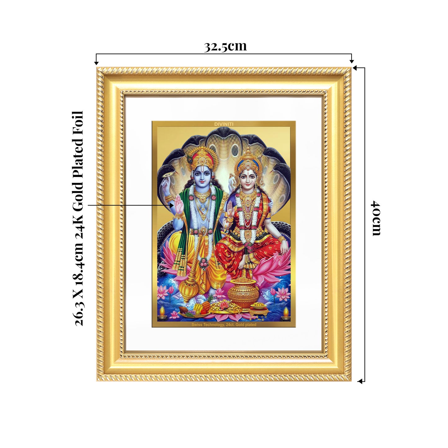 Lakshmi Vishnu | Divine Consort Wall Mount Photo Frame in 24K Gold Plated Foil