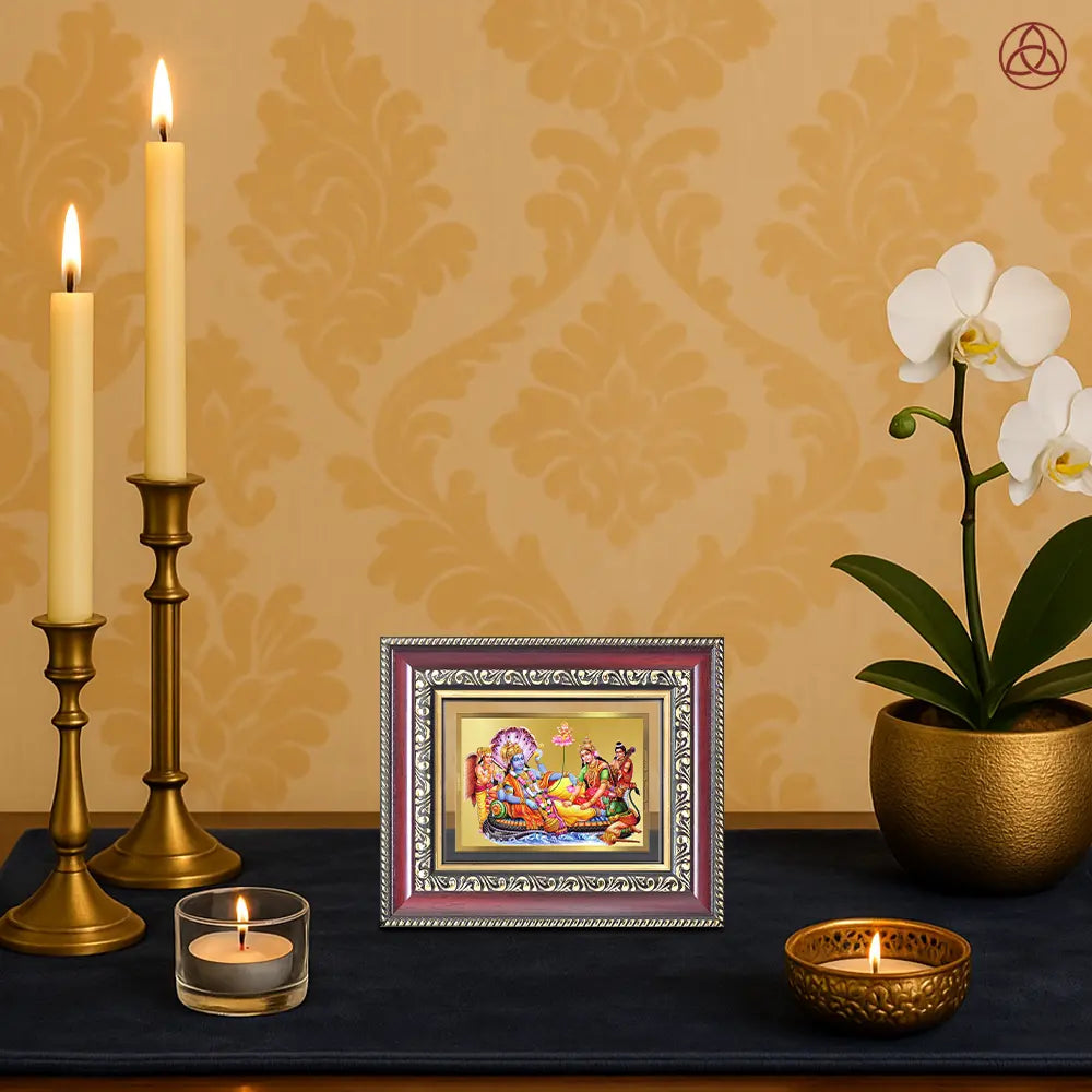Lakshmi Vishnu Kshir Sagar | Divine Abode Tabletop Frame in 24K Gold Plated Foil