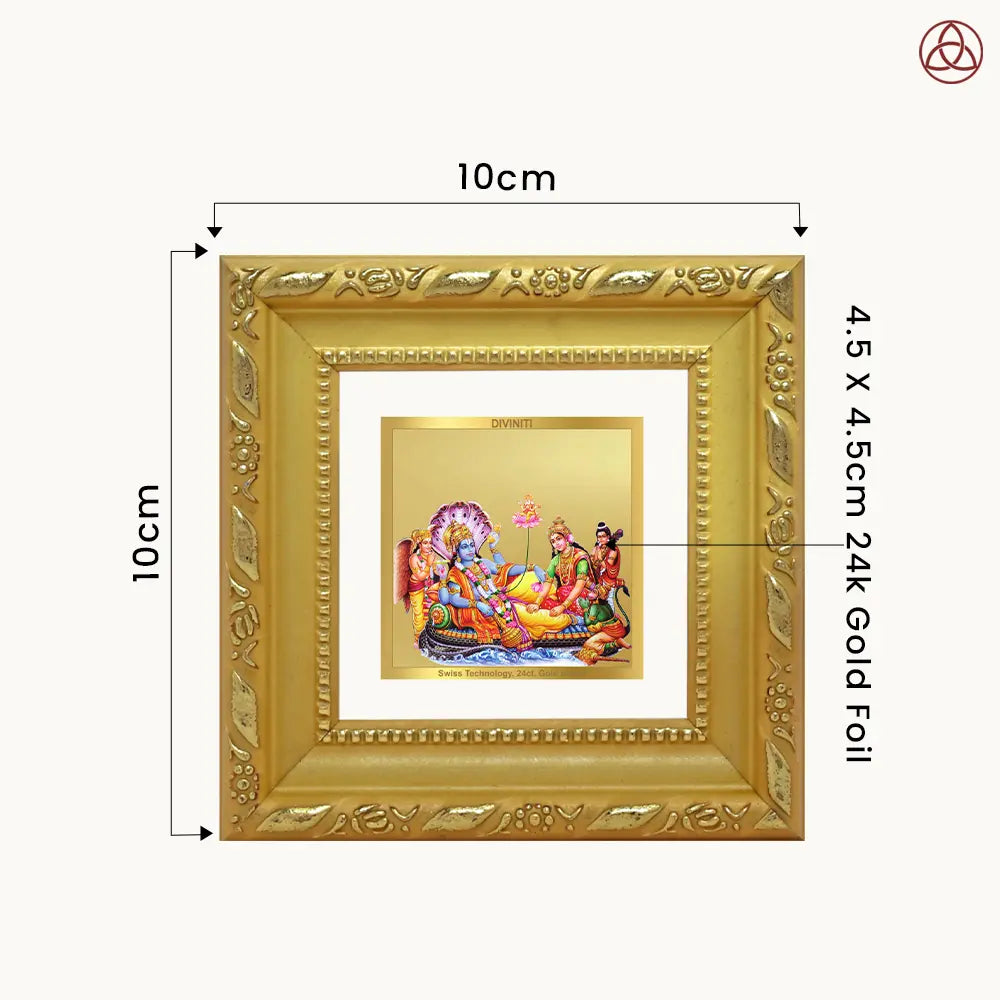 Lakshmi Vishnu Kshir Sagar | Divine Abode Tabletop Frame in 24K Gold Plated Foil