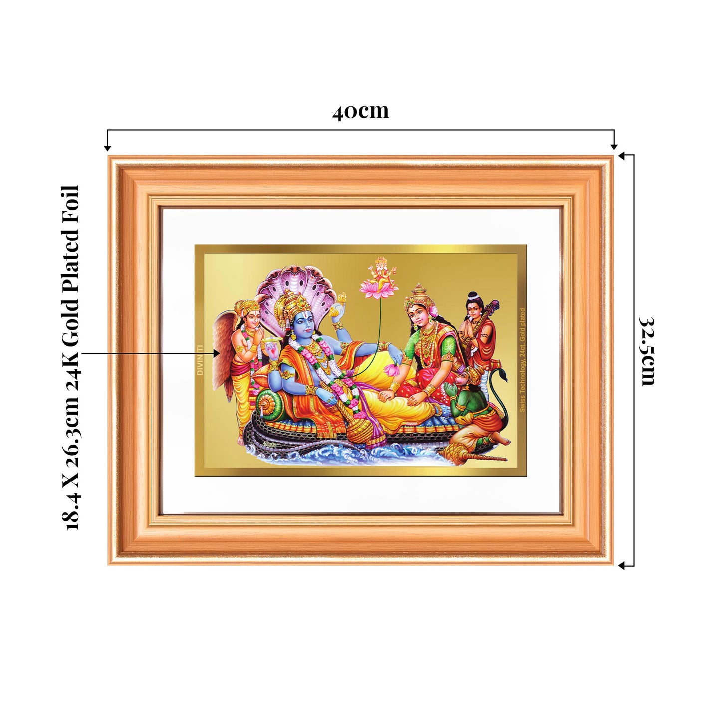 Lakshmi Vishnu Kshir Sagar | Divine Abode Wall Mount Photo Frame in 24K Gold Plated Foil