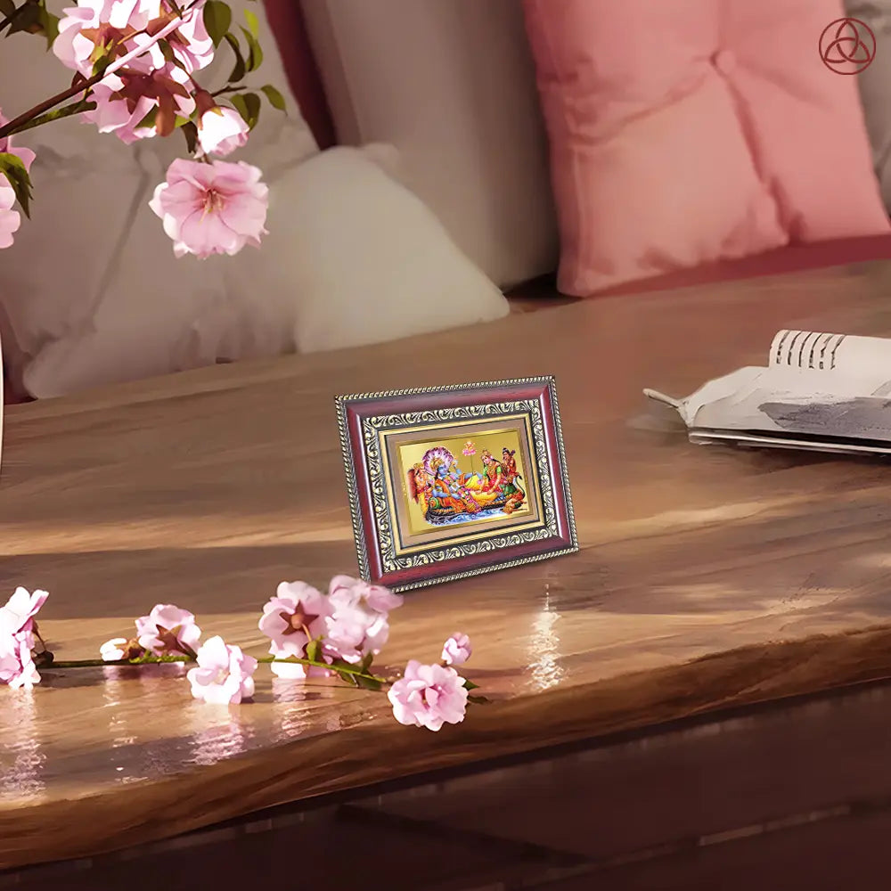 Lakshmi Vishnu Kshir Sagar | Divine Abode Tabletop Frame in 24K Gold Plated Foil