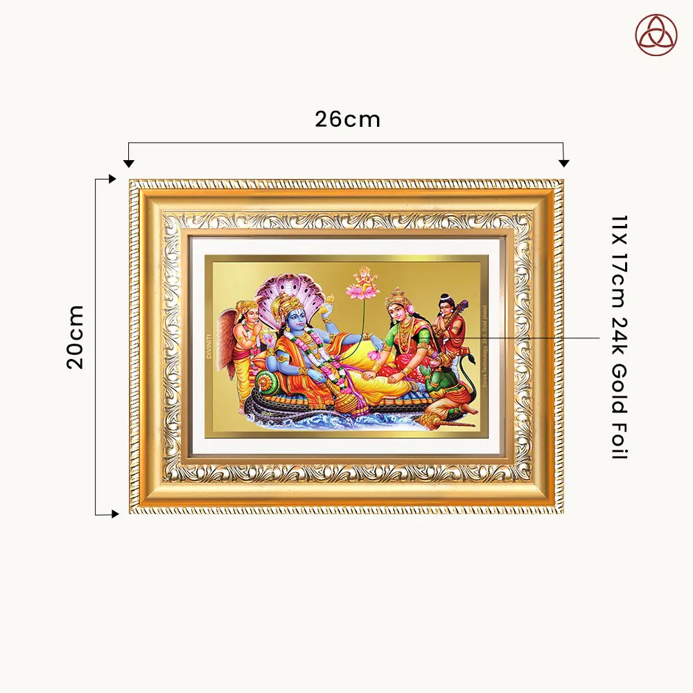 Lakshmi Vishnu Ananta | Divine Abode Wall & Tabletop Photo Frame in 24K Gold Plated Foil