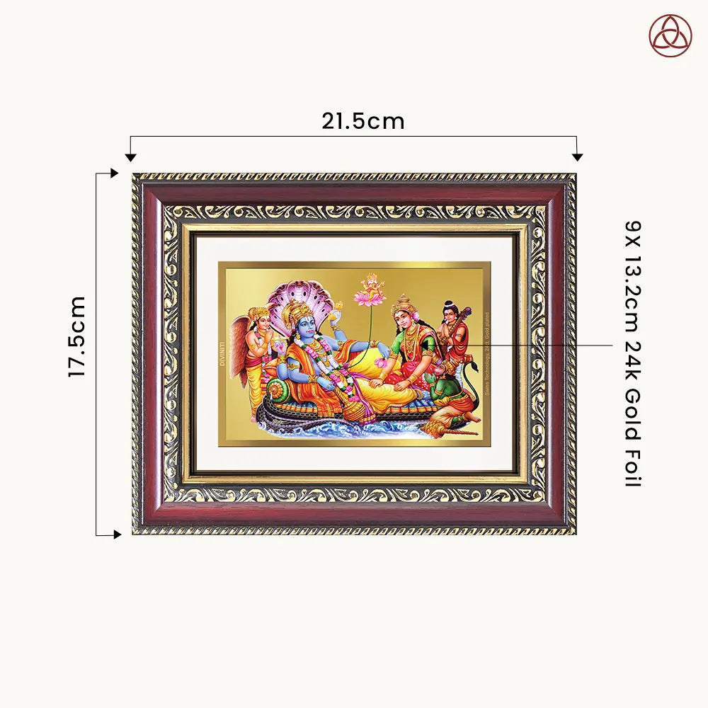Lakshmi Vishnu Kshir Sagar | Divine Abode Wall & Tabletop Photo Frame in 24K Gold Plated Foil