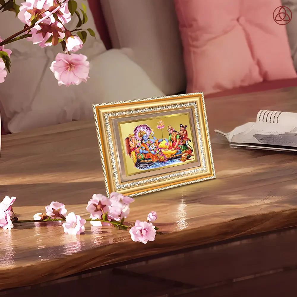 Lakshmi Vishnu Ananta | Divine Abode Wall & Tabletop Photo Frame in 24K Gold Plated Foil