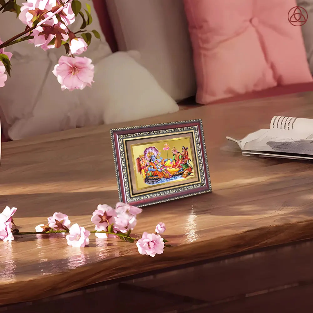 Lakshmi Vishnu Kshir Sagar | Divine Abode Wall & Tabletop Photo Frame in 24K Gold Plated Foil