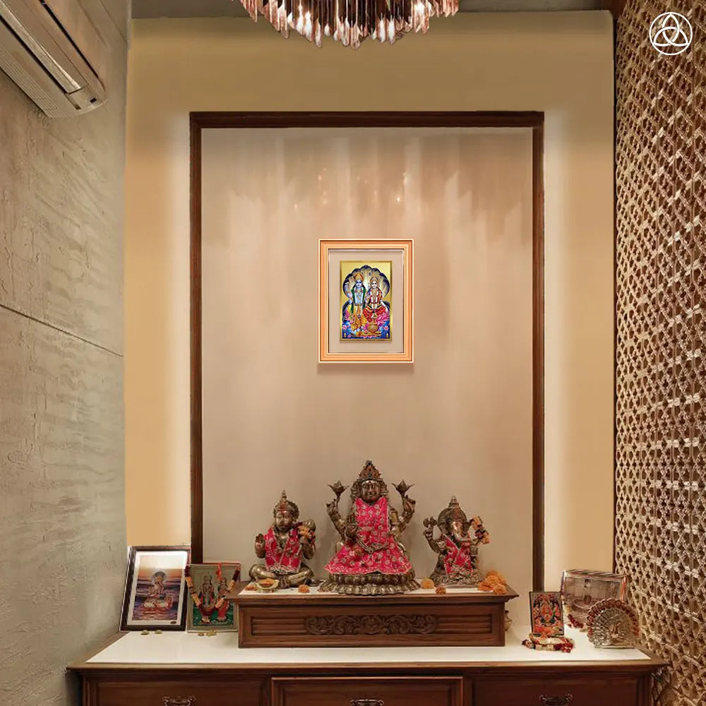 Lakshmi Vishnu | Divine Consort Wall Photo Frame in 24K Gold Plated Foil